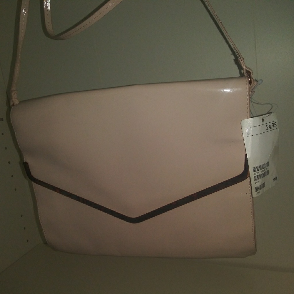 H&M light pink and rose gold purse evening